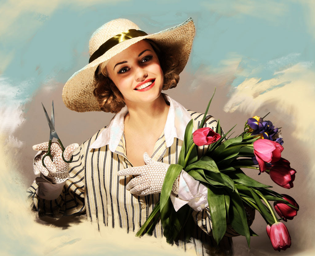 Девушка в шляпе с цветами